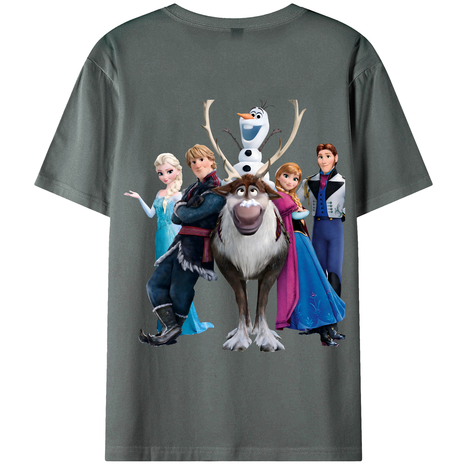 （画像用） アナと雪の女王 アンナ エルサ Frozen Anna Elsa 綿100％ メンズ半袖Tシャツ（バックプリント） 通気性